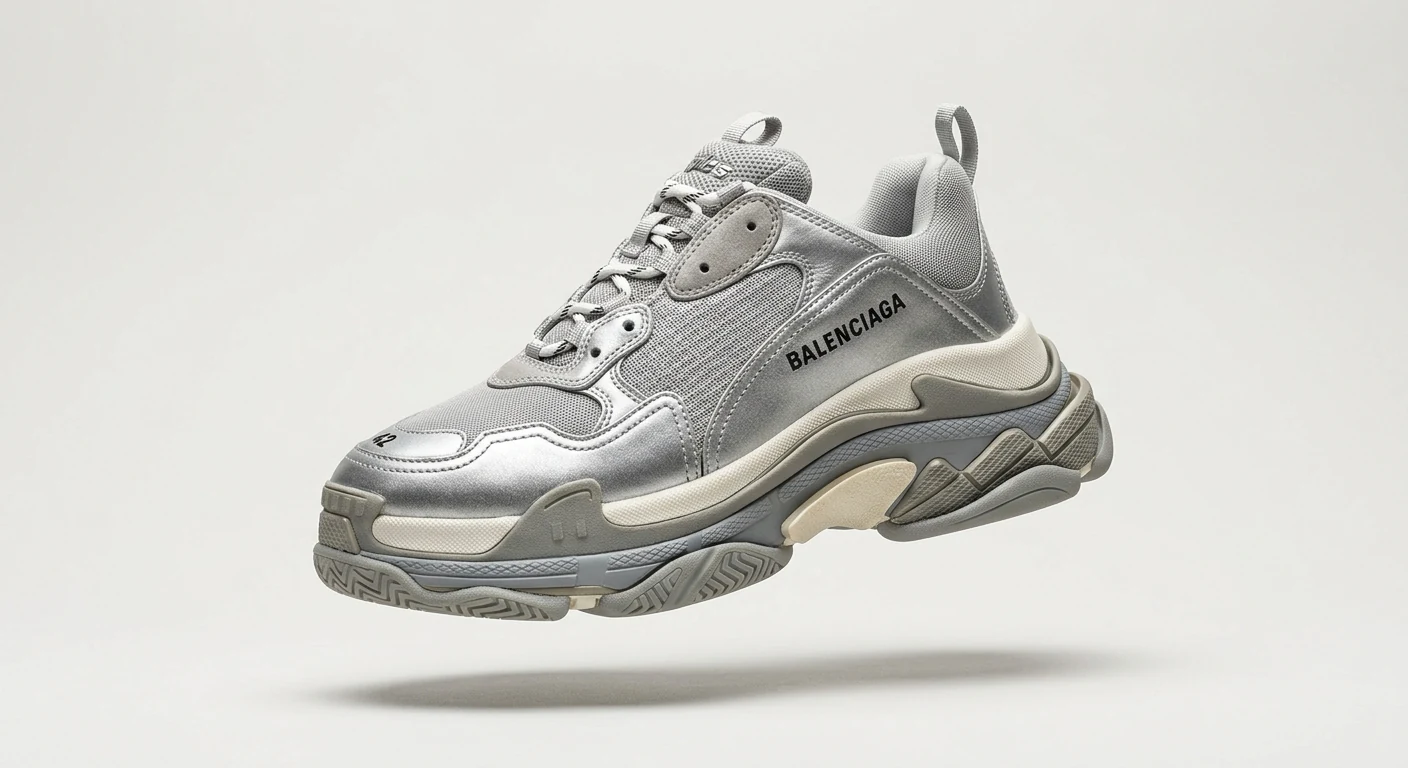 Balenci Paris Triple S Sneaker Metallic Silver & Grey