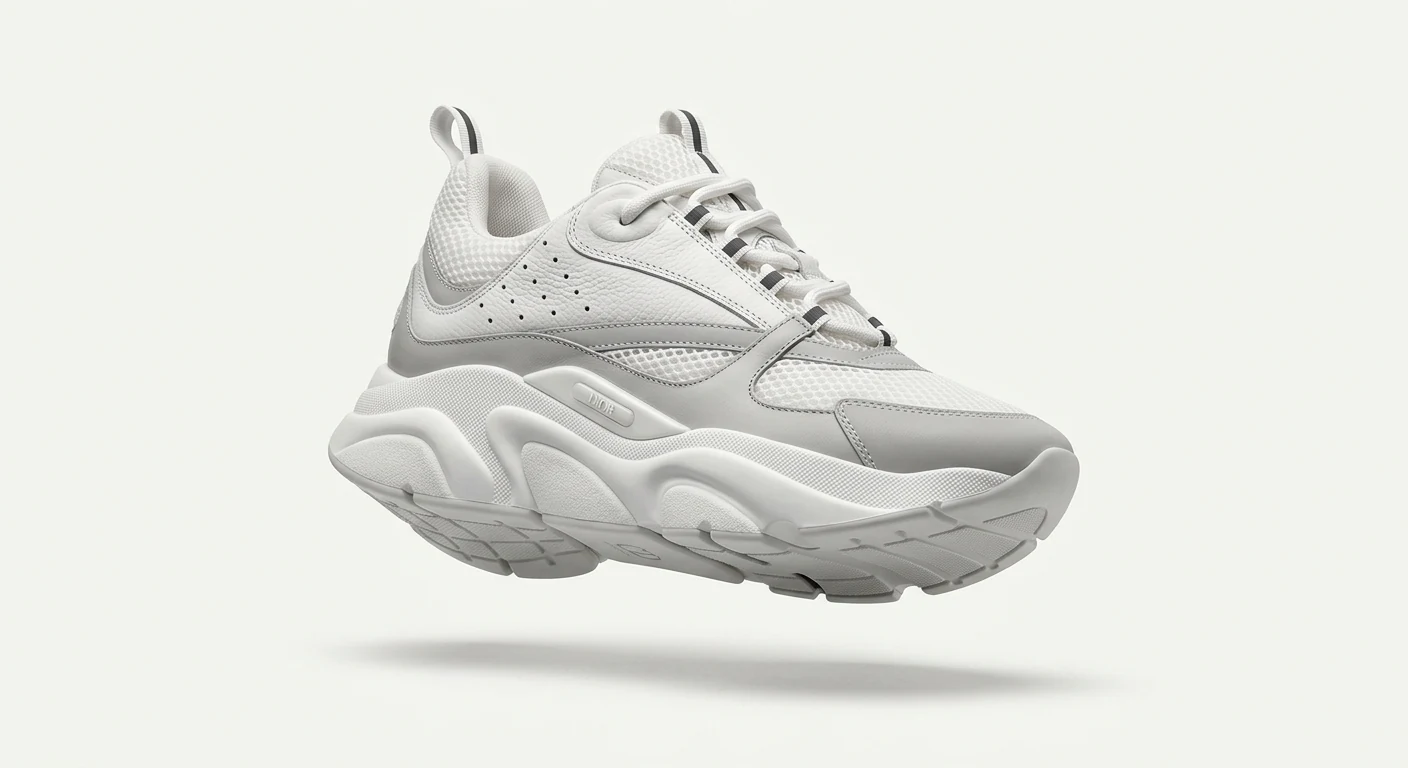 D'Ior Paris B22 Sneaker Technique Blanc Albâtre & Gris Perle