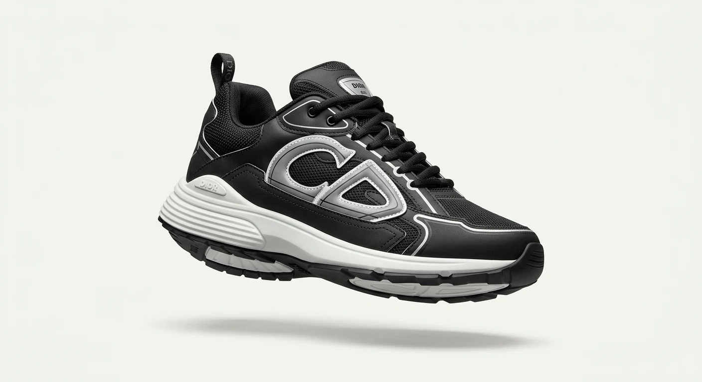 D'Ior Paris B30 Sneaker Cuir de Veau & Mesh Noir Carbone